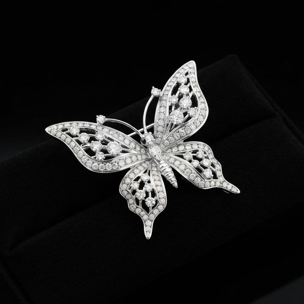 Diamond Butterfly Brooch